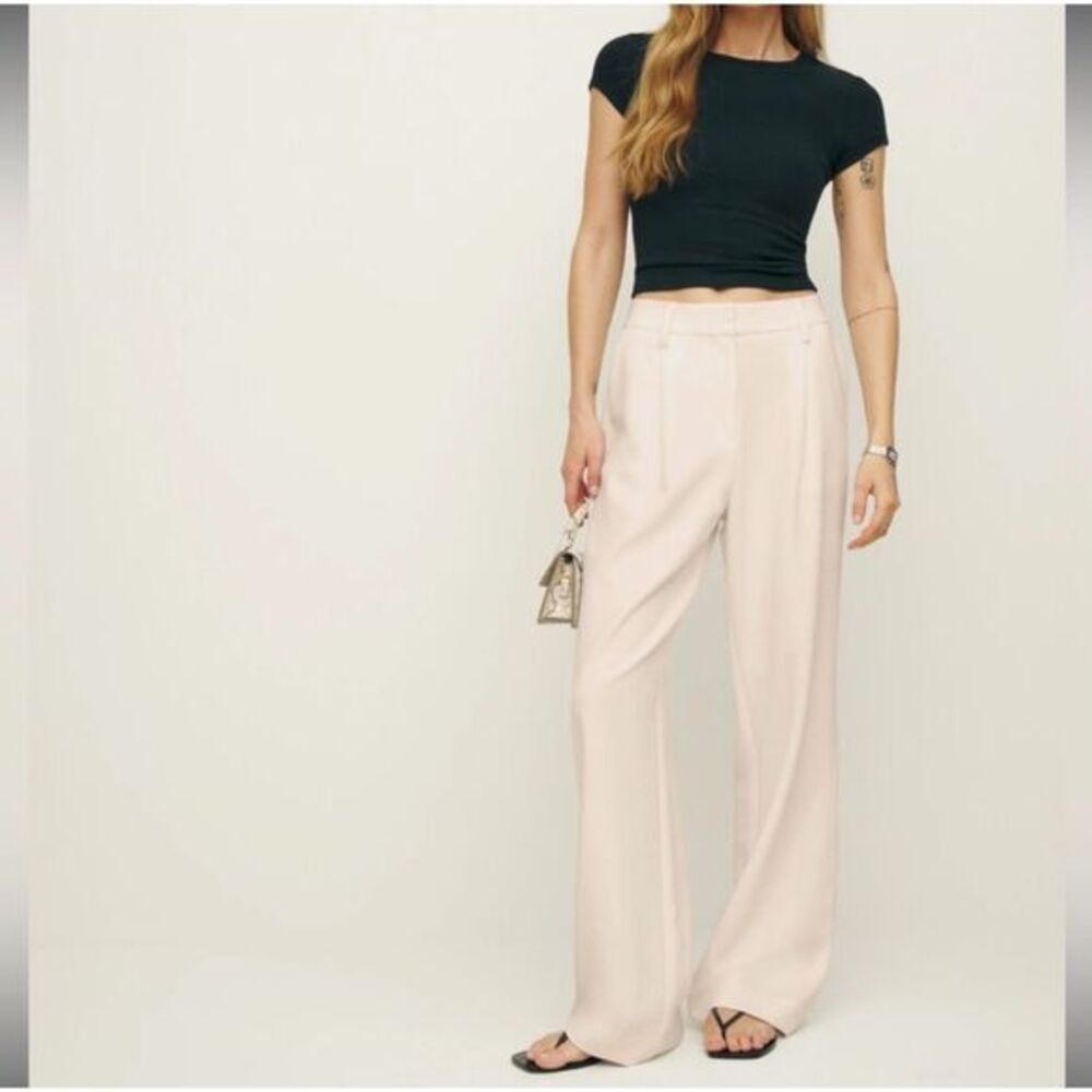 NWT Reformation Alex Dress Pants White Cream High Waisted Wide Straight Leg 8
